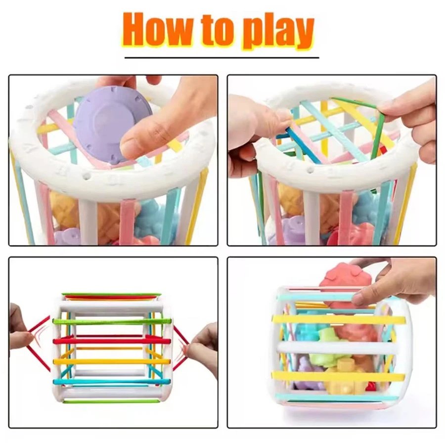 1PCS-Montessori Form Sorter Cube Regenbogen Bunte Blöcke Sortierung Spiel Infant Kognitive Grip Training Lernen Pädagogisches Spielzeug – Detail 11