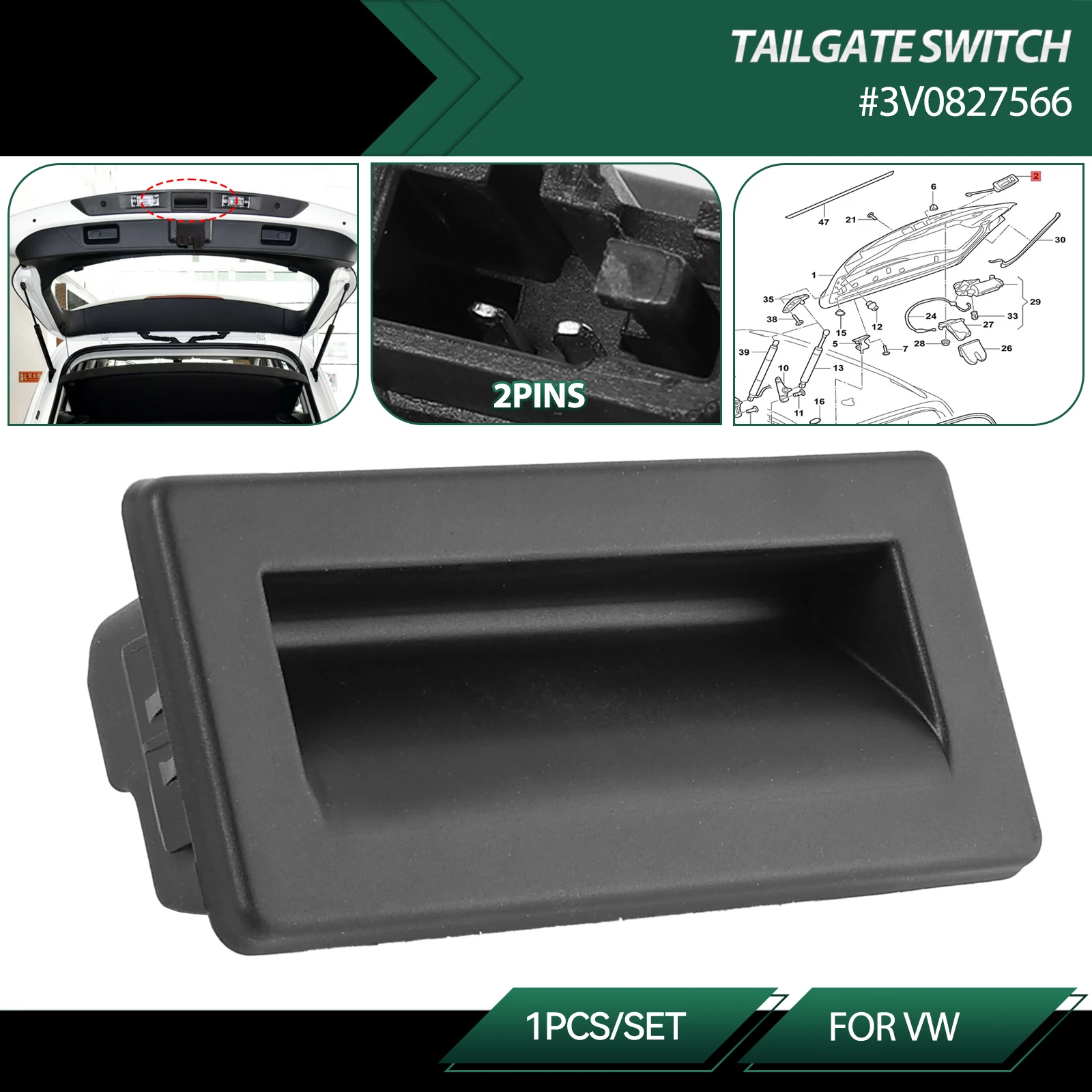 

Выключатель замка заднего багажника для Skoda Superb Yeti Octavia Audi A4 Seat VW Caddy Tiguan 3V0827566 3VD827566 3V0 827 566