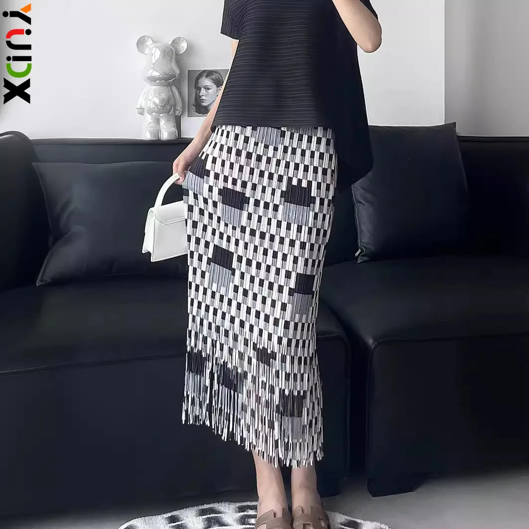 

YUDX Miyake Pleated Fashion Half Skirt Elastic Waist Japan Korea Loose Plus Size Comfortable Elegant Half Skirt 2024 Summer New