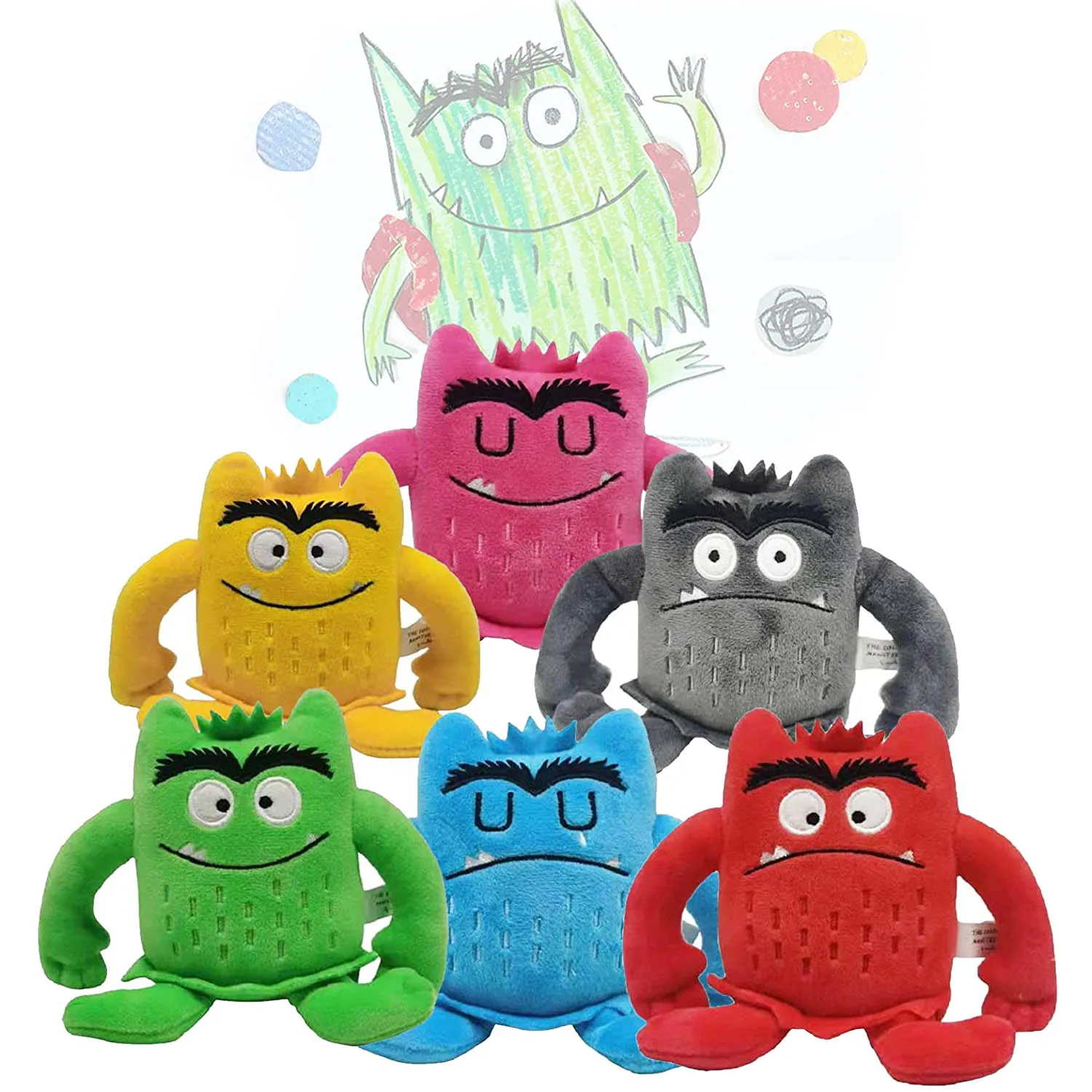

15cm The Color Monster Plushie Toy Cartoon Ugly Plush Stuffed Animal Appease Emotion Educational Pillow Gift for Kids Children