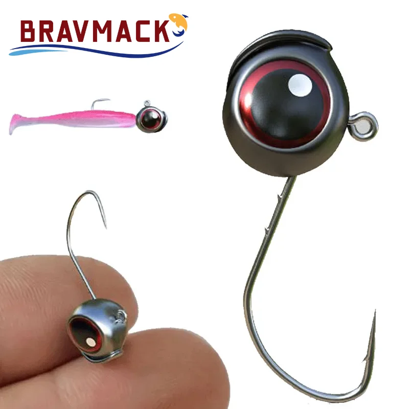 10 hameçons jig à tête plombée 2.5g à 5g avec œil large pour leurres souples T-tail et pêche au leurre
