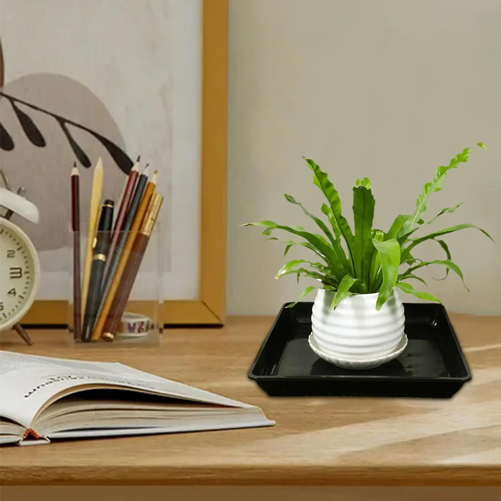 Pot Saucers for Plants 2 Pieces Square Planter Drip Dish Deep Plant Drainage Saucer for House Garden Yard Patio Greenhouse