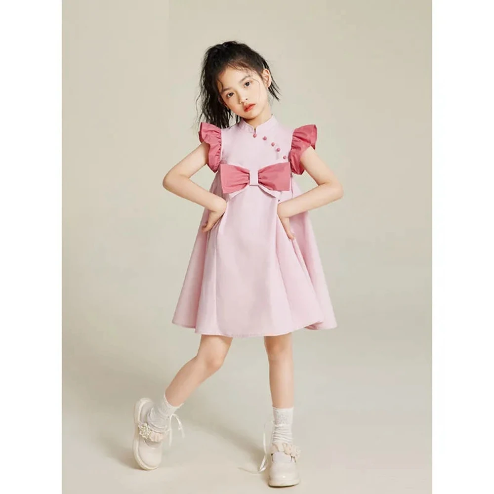 

4-14 Years Kids Summer Dresses for Girls Chinese Style Princess Dress Children Tank Casual Clothing Toddler Sleeveless Dress 12