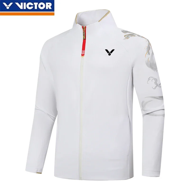 Victor New Men's and Women's Same Badminton Jersey, Comfortable and Versatile Long-sleeved Jacket with Trousers Suit