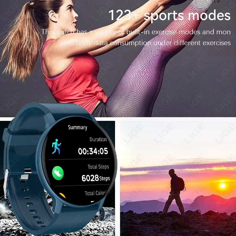 LIGE Nuovo Smartwatch per Uomo e Donna, Compatibile con Android e iOS, Schermo HD da 1,26'', Chiamate Bluetooth, Monitoraggio Ossigeno nel Sangue e Pressione Sanguigna - immagine 6