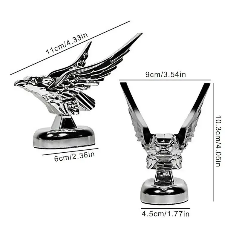 Car Hood Ornament 3D Car Emblem Self-Adhesive Eagle Stickers Decal Badge Sculpture Eagle Ornament Car Modification Accessories