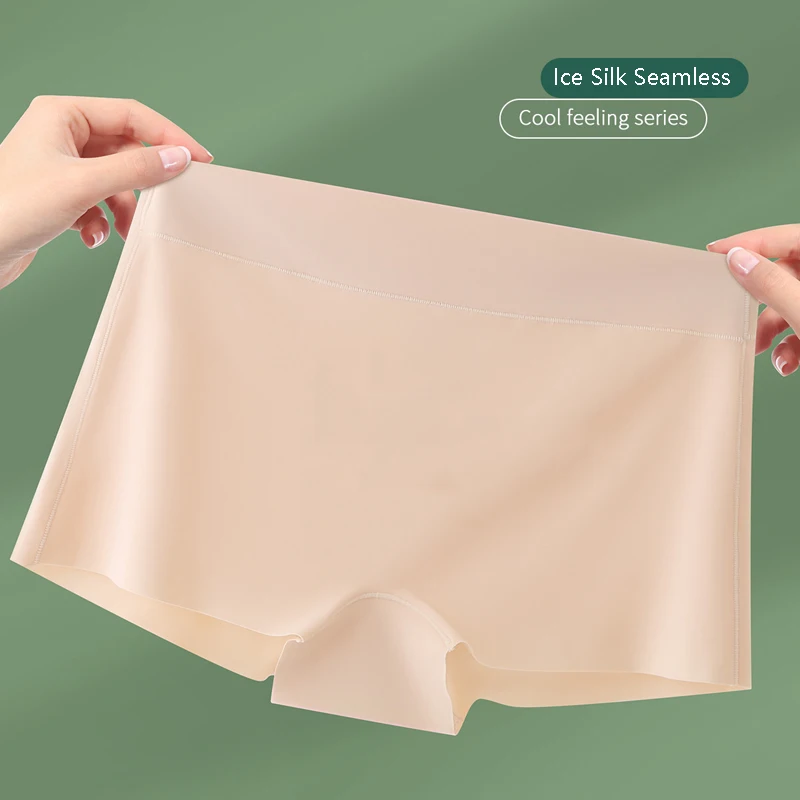 Seamless Women Safety Short Pants Nylon Panties Mid Waist Girls Panty Emptied Boyshorts Boxers Ice Silk Cool Female Underwear safety shorts seamless panties safety pants