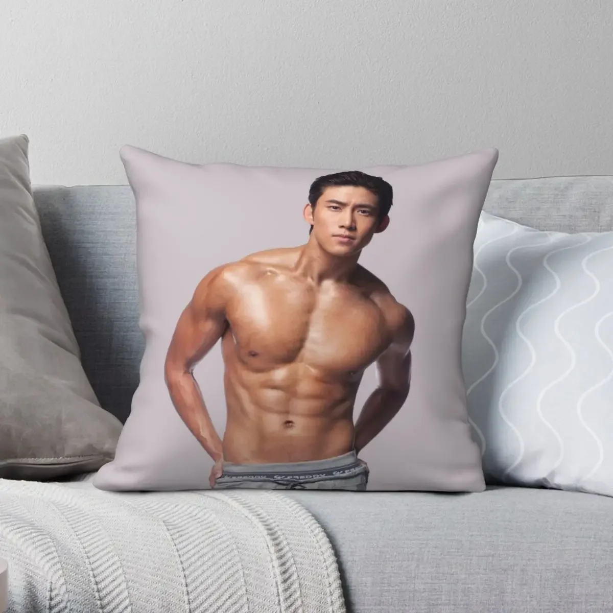 

Ok Taecyeon Square Pillowcase Polyester Linen Pattern Zip Decor Pillow Case Room Cushion Cover 45x45cm 18x18Inch