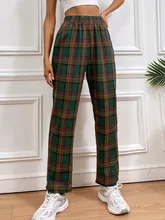  DGIRL Women's Trousers Fashion Casual Loose Plaid All-match Elastic Waist Trousers Trend 2021 Autumn New 