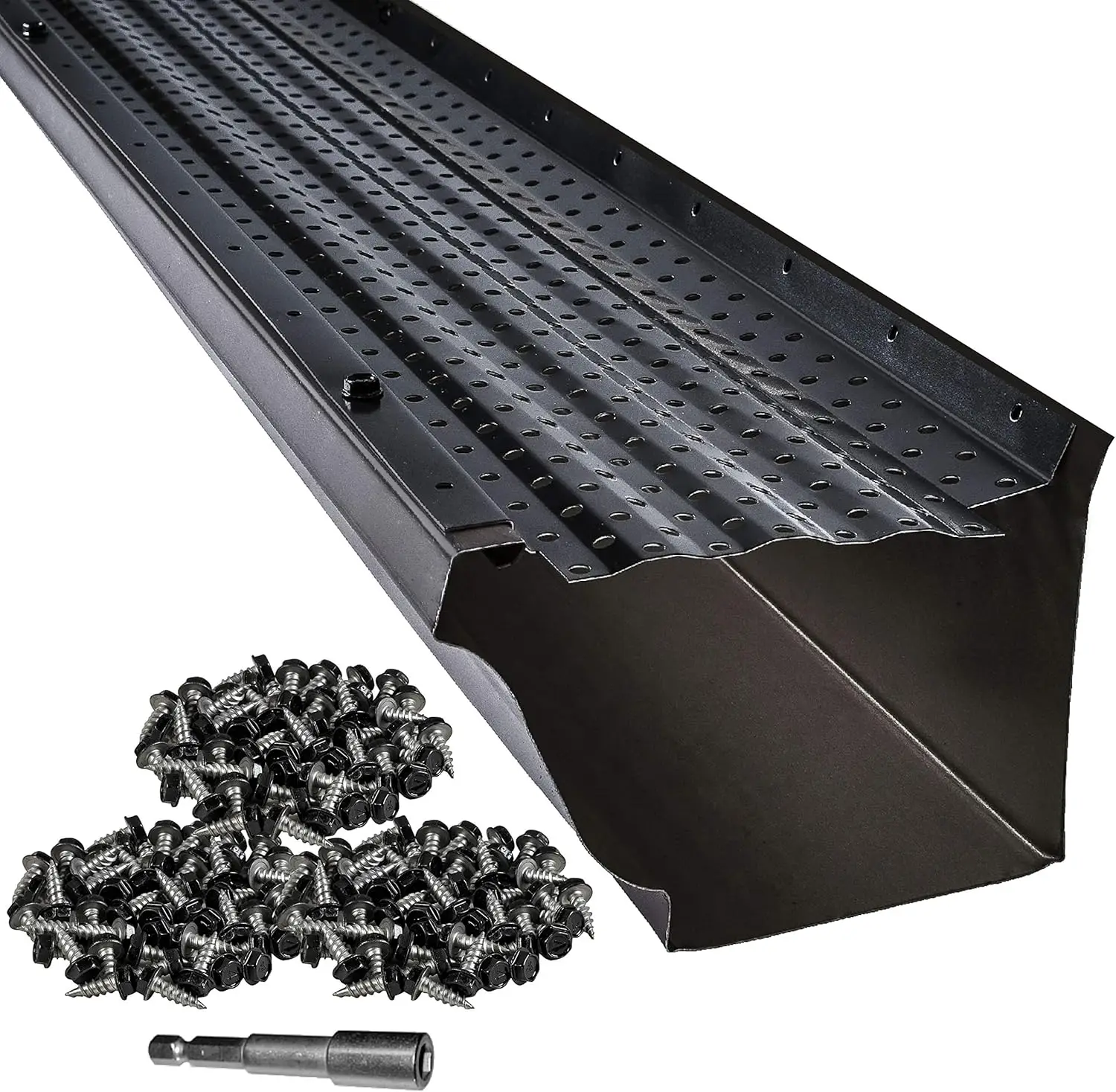 Gutter Guards 5" x 200' Leaf Protection in Black Premium 35 Year Aluminum Available in 32' 100' & 200' 5&rdquo; & 6&rdquo;