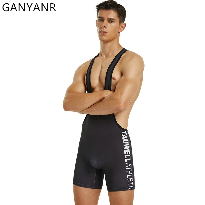 GANYANR Tracksuit Basketball Football Men Sports Set Boxing Sportswear Wrestling Singlet Training Power Lifting Fitness Suit Gym