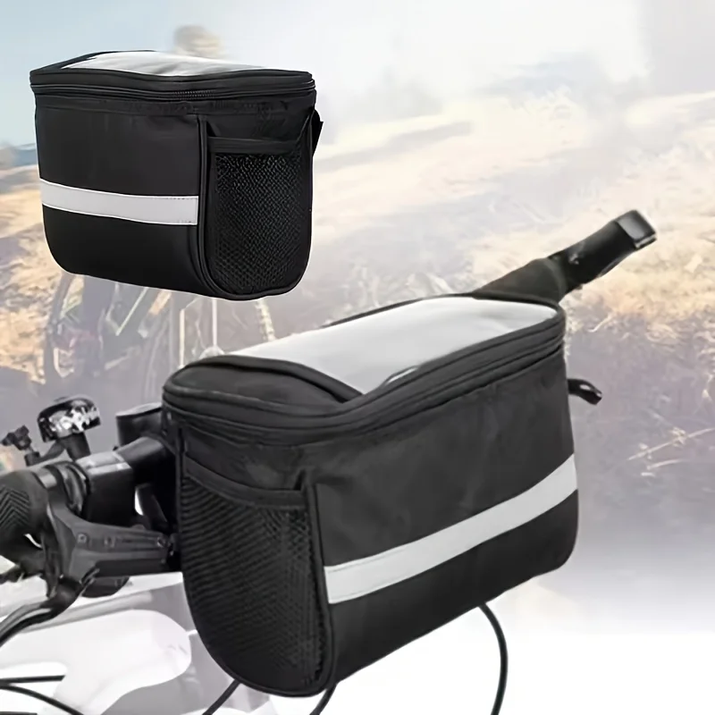 Folding Bicycle Basket, Bicycle Handlebar Handbag, Detachable Bicycle Front Basket, Front Storage Bag with Reflective Strip