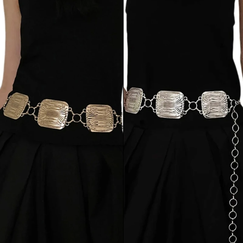 

Chain Belt For Women Waist Chain Belt Oversized Chain Belly Chain For Dress Western Carvings Belt Carvings Waist Chain