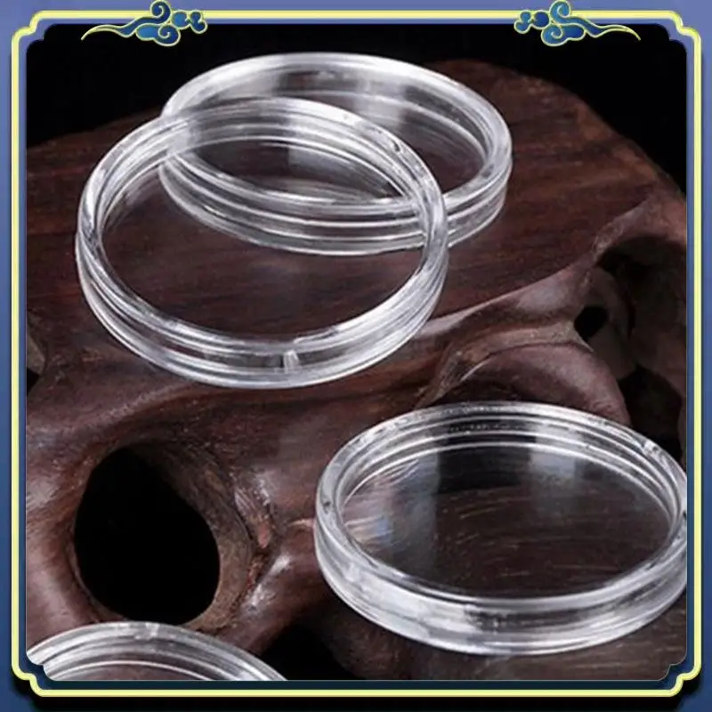 A56P-500개 21mm 원형 투명 플라스틱 동전 홀더 캡슐 박스 보관 투명 원형 디스플레이 케이스 동전 홀더