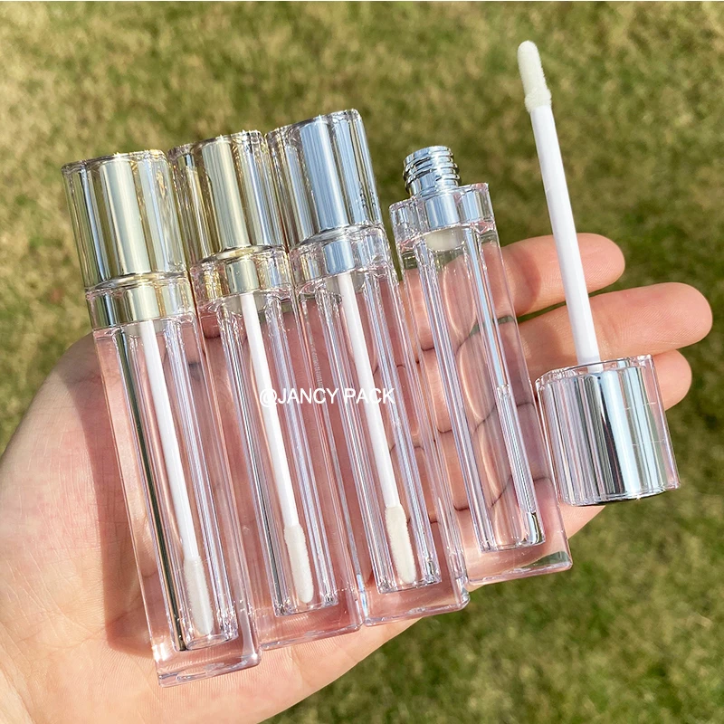 

Gold silver Lipgloss Tubes Empty 8ml square luxury Lip Glaze Lip Gloss Packing Clear Bottle Cosmetic Concealer Containers