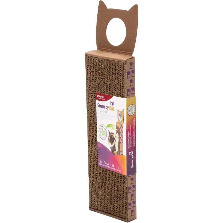 Wall-Mounted Cat Scratcher – Brown Corrugated Post with Catnip Infusion for Indoor Cats