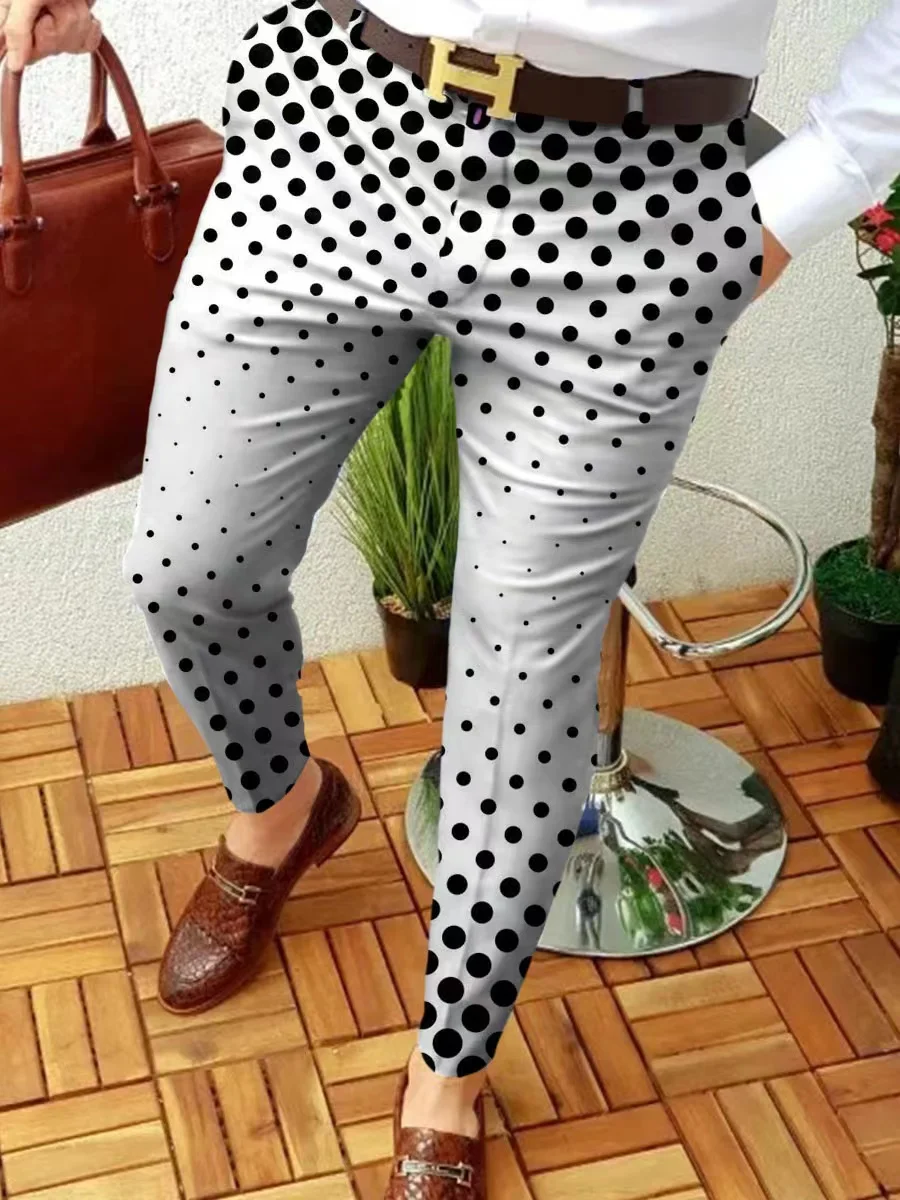 2022 NEW Men Business Casual  Trousers Retro Pattern Print Straight Long Pants Mens Spring Autumn Fashion Streetwear