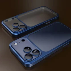 Ultra - Slim Frosted Translucent Phone Case with Plating Finish - iPhone 15 Plus (Blue)