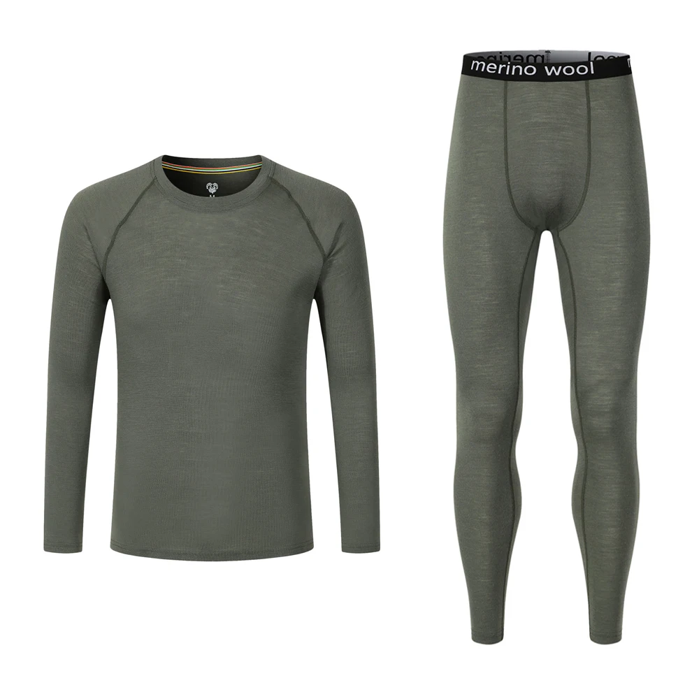 100 Merino Wool Base Layer Men Set 200G Midweight Merino Wool Thermal Underwear Long John Set