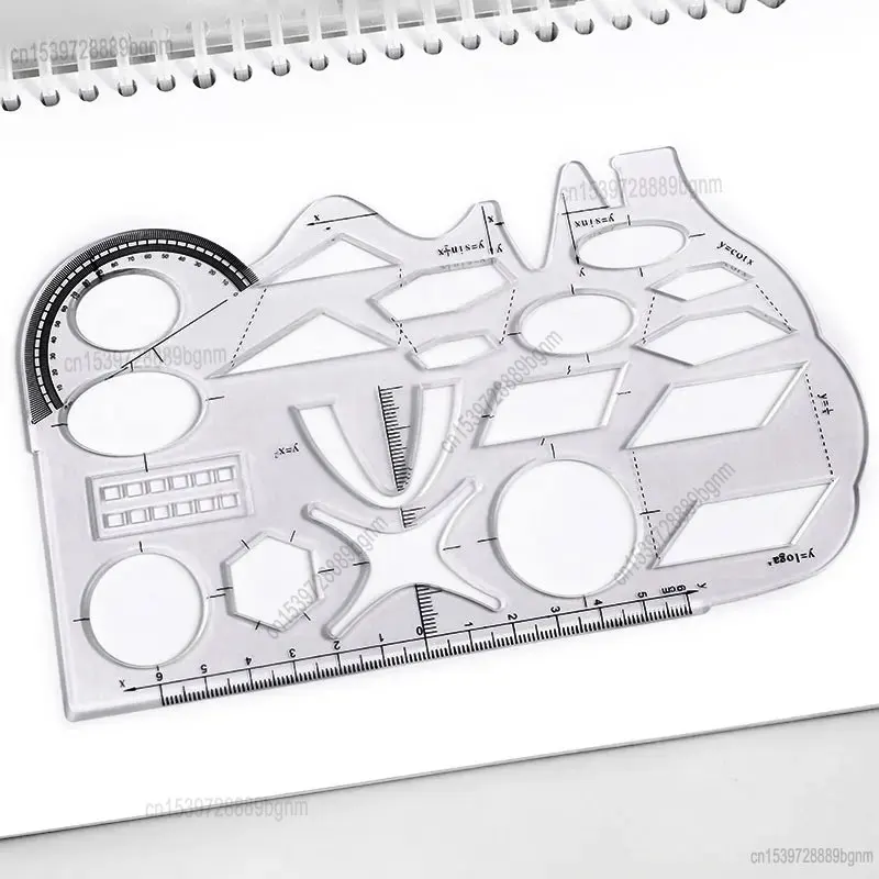 Multifunction Fast Drawing Template Ruler Protractor Student Art Design Circle Geometry Math Function Drafting Measuring Tool multifunction hollow drawing template school student art design circle ellipse geometry drafting ruler protractor measuring tool