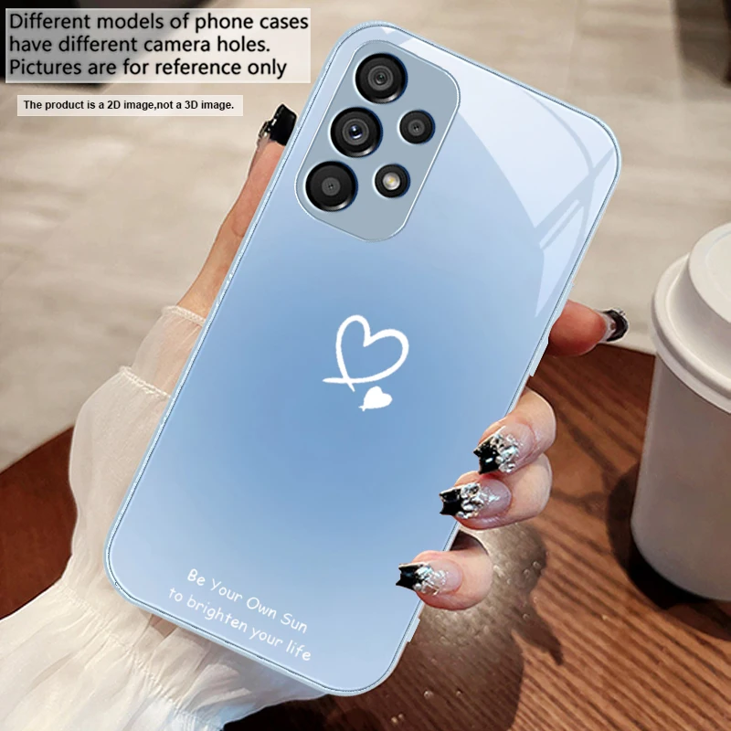 Gradient Heart Shape Glass Phone Case