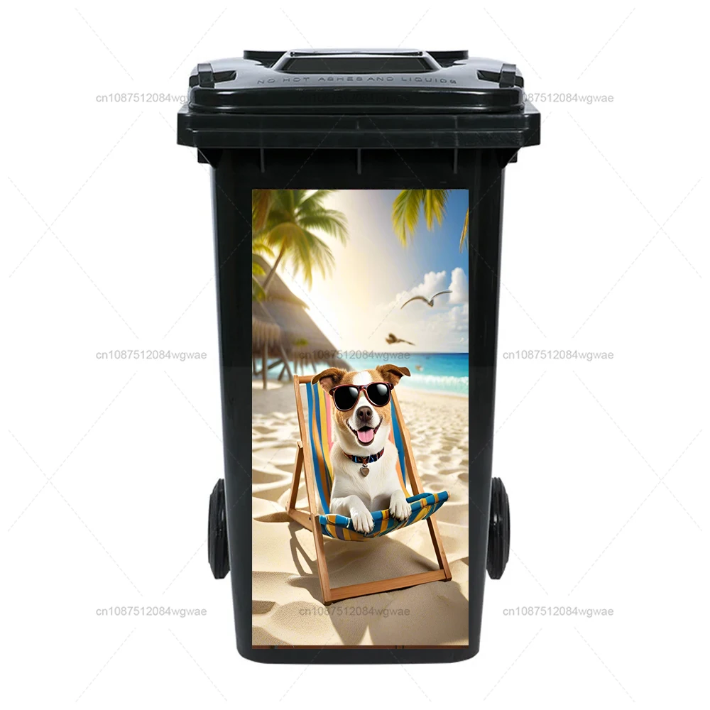 Vacationing Kittens and Puppies PVC Waterproof Stickers Home Stickers Wheelie Bin Stickers Trash Can Sticker Wall Decal Stickers