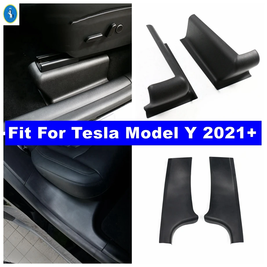 

Front Seat Bottom Wheel Anti-kick Seat Leg Guards Rear Door Sill Inside Scuff Plate Protection Cover For Tesla Model Y 2021 2022