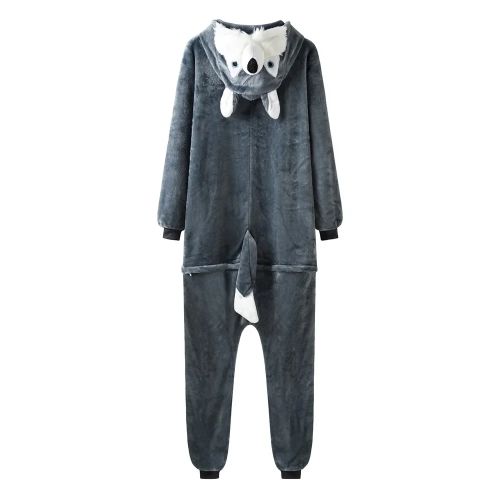 Wolf Onesie For Men Animal Pajama Direwolf Kigurumis Winter Warm Flannel Jumpsuit Adult Unisex Christmas Outfit