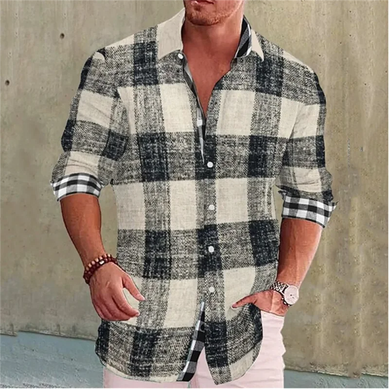 Men's Shirt Floral Plaid Print Geometric Lapel Shirt Outdoor Street Long  Sleeve Clothing Fashionable Streetwear Designer S-6XL - AliExpress