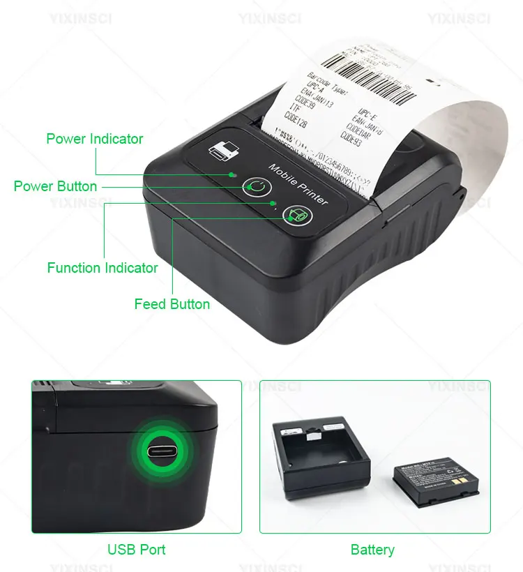 58mm Portable Thermal Receipt Printer Mini Size To Carry On Works With Android & iOS Handheld Wireless Bluetooth Printer mini printer
