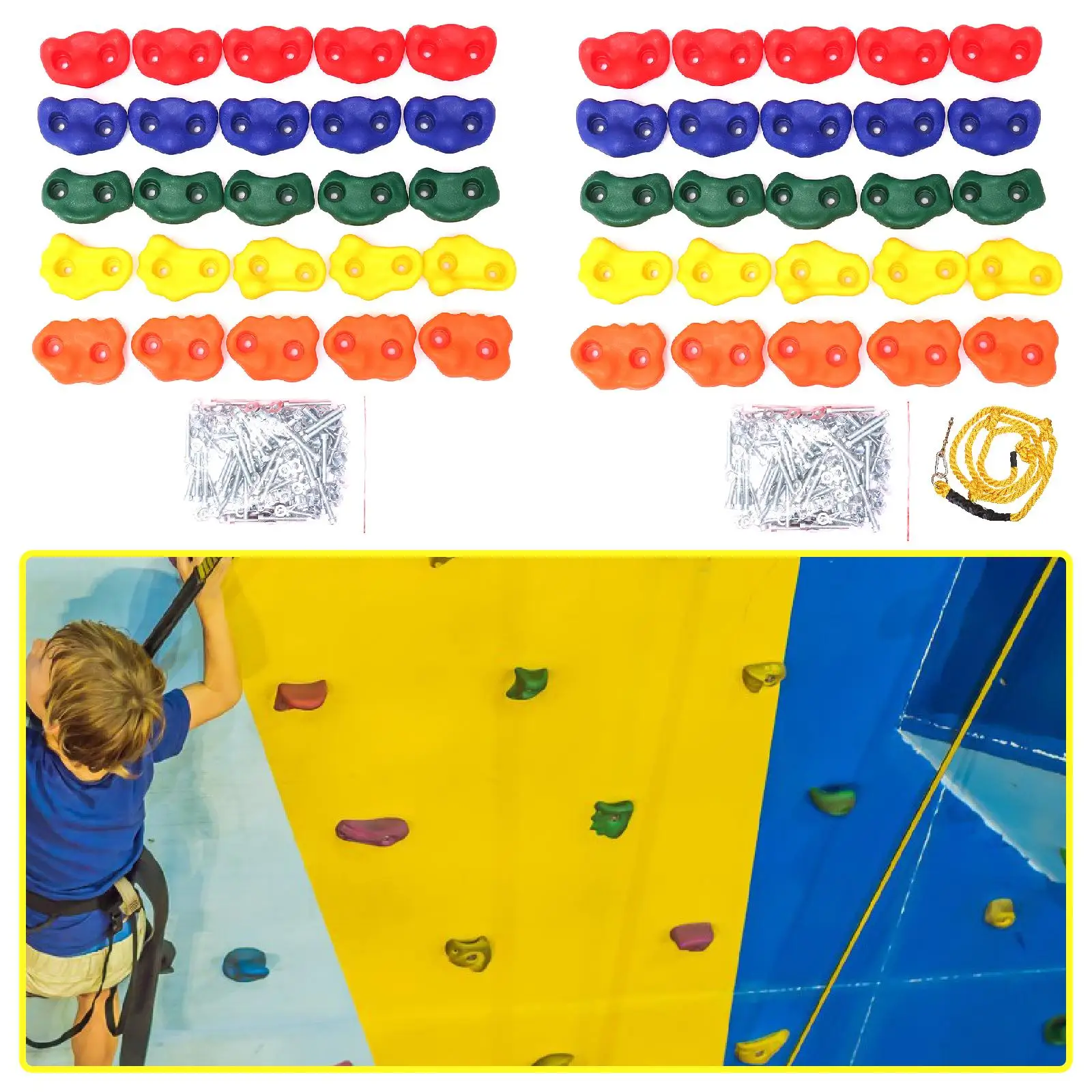 Tree Climbing Holds for Kids Climber, Adult Climbing Rocks for Outdoor Obstacle Course Training with Mounting Hardware