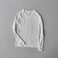 Vêtements de Yoga hauts de sport femmes col rond manches longues sans couture minceur respirant course Pula séchage rapide vêtements de Fitness 3
