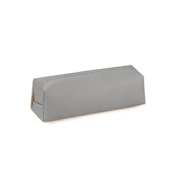 Elegant PU Leather Waterproof Pencil & Makeup Pouch with Large Capacity and Zipper Closure (Grey)