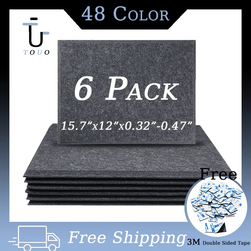 

TOUO Soundproofing 6 PCS Soundproof Decorative Wall Panels Home Studio Acoust Insulatio Ceiling Door Acoustic Treatment