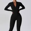 Women's Jumpsuits One-Piece Suit Zipper Long Sleeved Yoga Set Gym Push Up Workout Clothes Fitness Bodysuit Sportswear Tracksuit 6