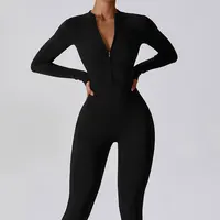 Combinaisons pour femmes, combinaison une pièce avec fermeture éclair, manches longues, ensemble de Yoga, vêtements d'entraînement Push Up, Fitness, body, vêtements de sport, survêtement 6
