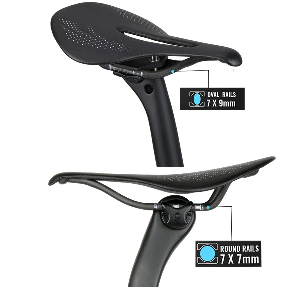 Selle De Vélo Ultralégère Noire – Rails Ovales – Pour Route, VTT, Course, Single Speed