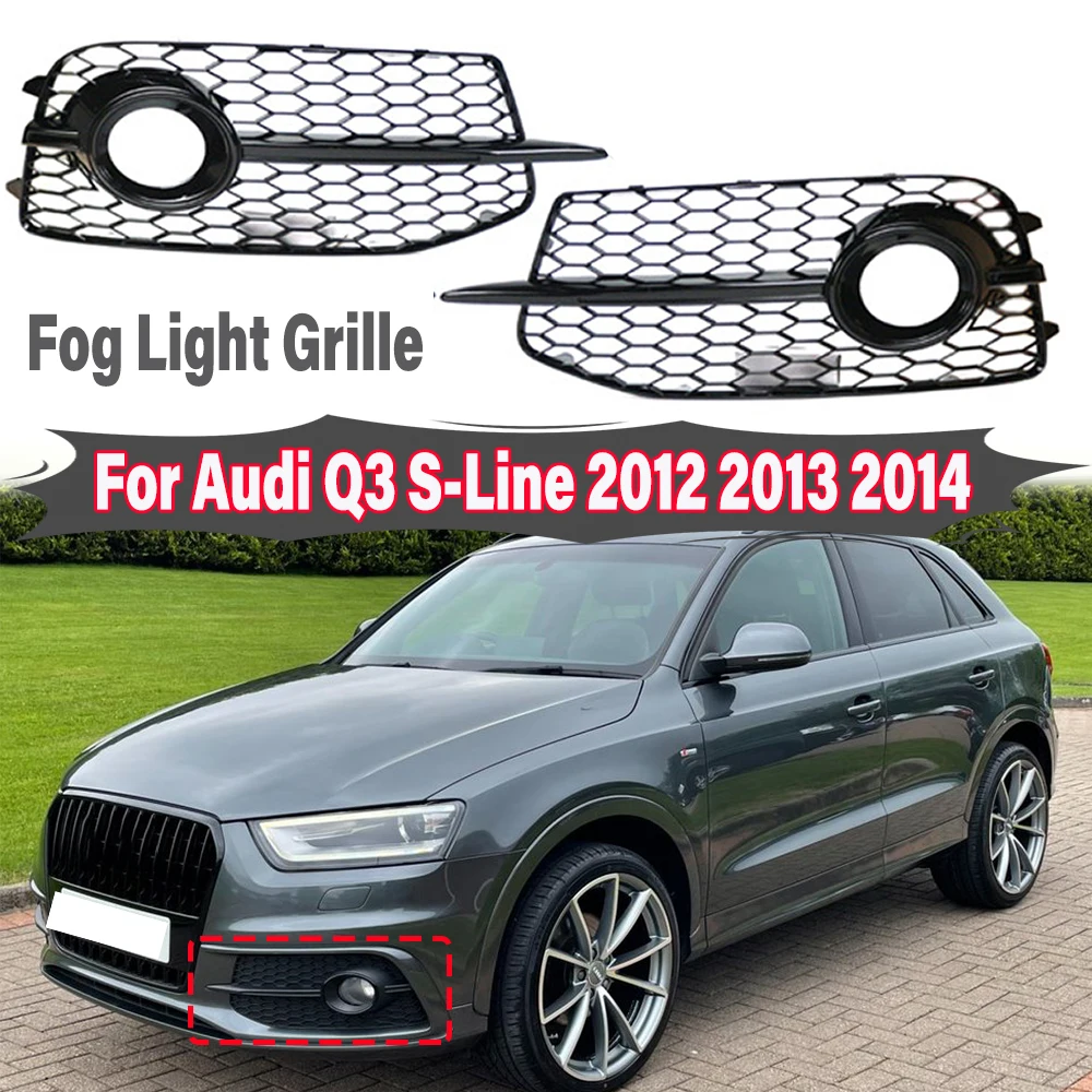 

For Audi Q3 S-Line 2012 2013 2014 Car Front Fog Light Grill Cover Trim Left&Right Honeycomb Mesh Hex Racing Grills Car Accessory