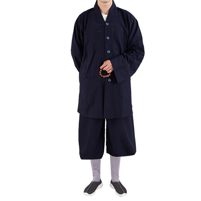 Traditional Chinese Buddhism Arhat Gown Set Men Monk Robe Clothes Tops And Pants Buddhist Clothes Kung Fu Uniform Martial Arts
