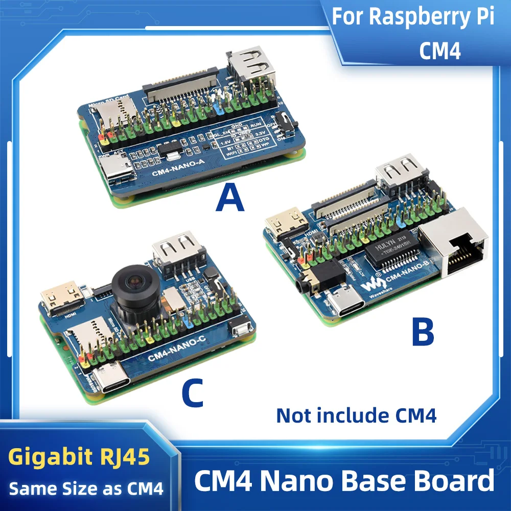 

Базовая плата CM4, USB-модуль DSI с подключением к мини-HDMI, Ethernet RJ45, совместим с Gigabit, для компьютера Raspberry Pi, 4 размера, CM4