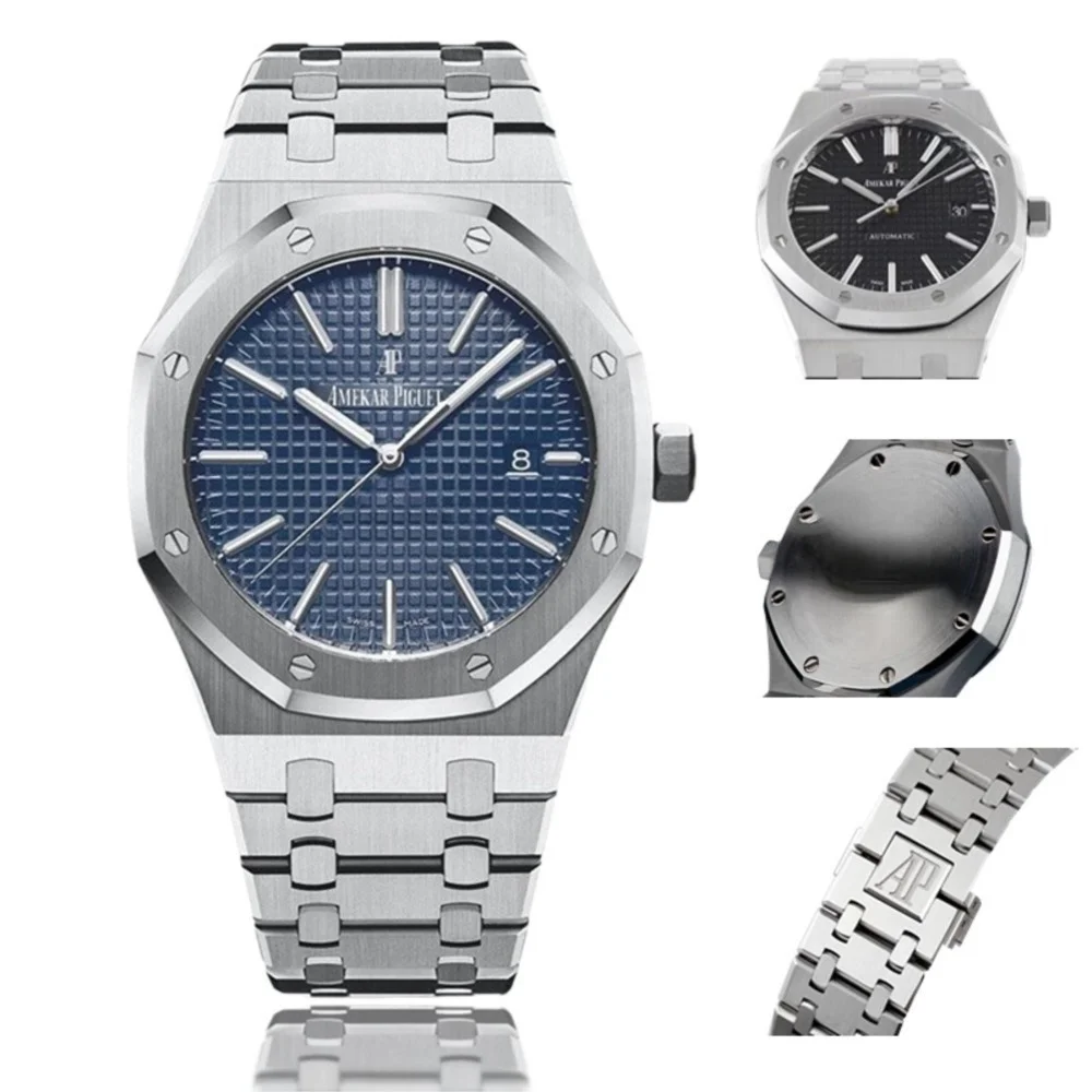 Designer Luxury Brand Logo 41mm Men Japan Movement Stainless Steel Case Watch Waterproof Quartz 15400 High Quality WristWatches