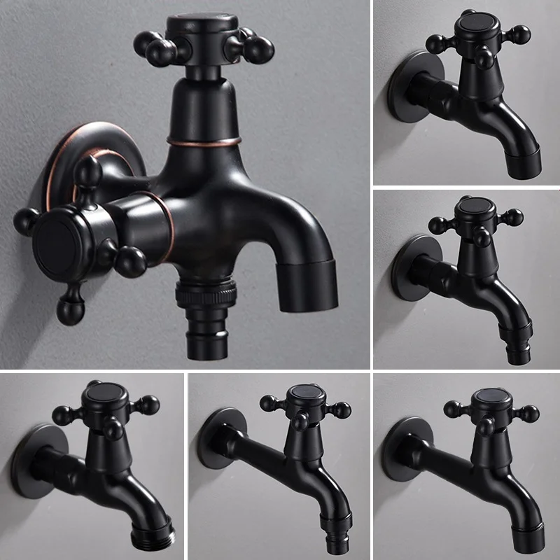 Antique Full Copper Bibcock with Double Outlets For Washing Machines and Mops garden bibcocks,bathroom faucet,washing machine faucet,water tap faucet