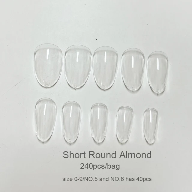 240pcs Gelly Tips Soft Gel Nail Extension Tips Full Cover Pre-shaped Sculpted Long Coffin Stiletto False Tip Quick Building Mold Short Round Almond