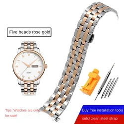 Versatile Curved End Stainless Steel Watchband with Butterfly Buckle - 19mm (A silver RG)