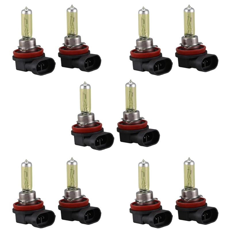 

10 Pcs Dc 12V 55W H11 3000K Super Yellow Car Foglight Light Bulb Lamp