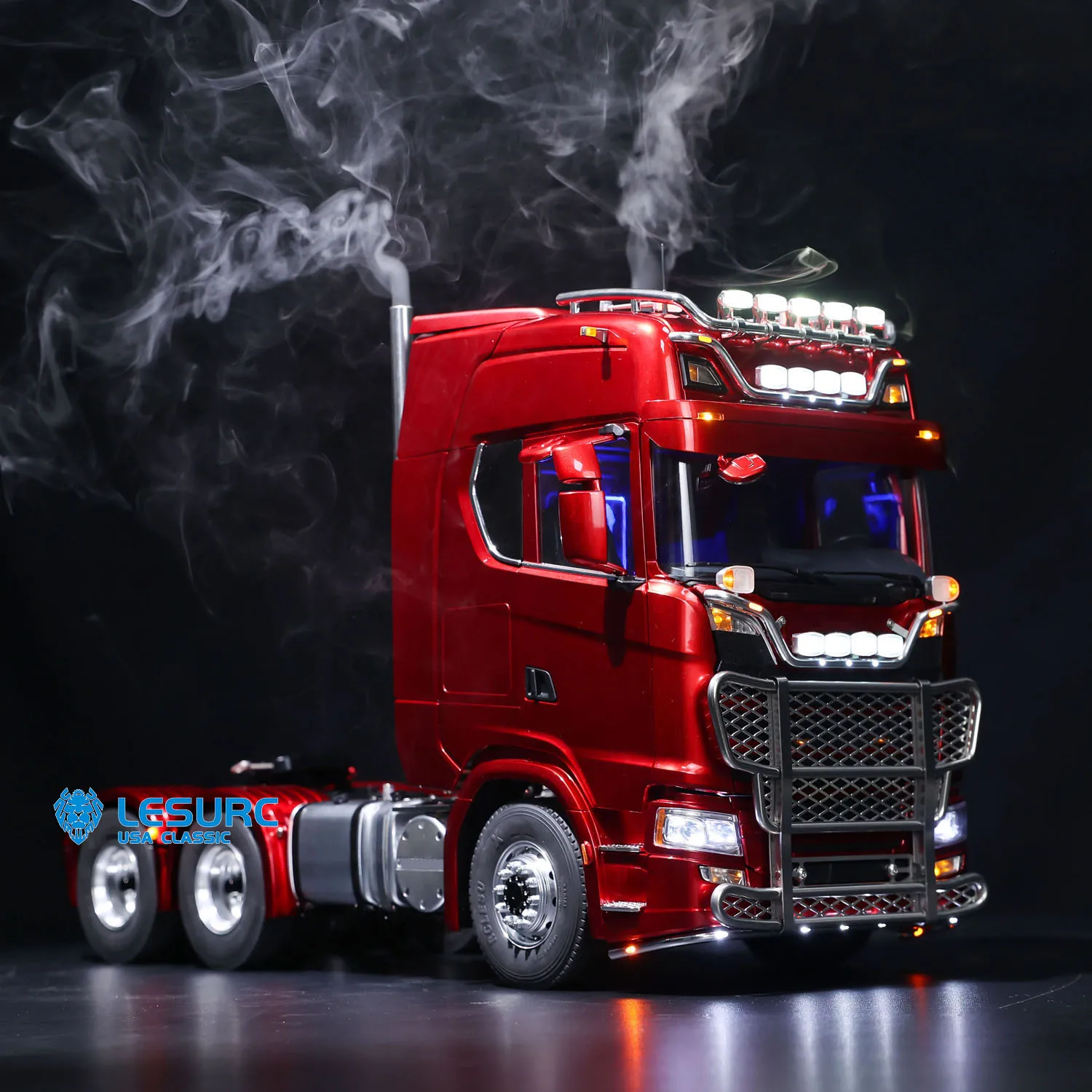 LESU 770S 6*6 1/14 RC Tractor Truck Metal Chassis Light Sound Smoke Differential Metal Chassis RTR Remote Control Car Model 3