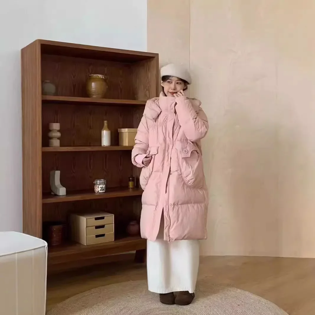 thumbnail image 1 of Chaqueta de invierno para mujer 2024, abrigo cálido de invierno, diseño largo, abrigo holgado con capucha y 2 bolsillos grandes, 1 of 4