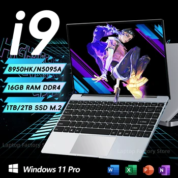 i9 Windows 11 Pro Laptop Intel CORE i9-8950HK N5095A Notebook 14.1 Inch 16GB RAM 1TB 2TB SSD 1920*1080HD Gaming laptops Pc Gamer