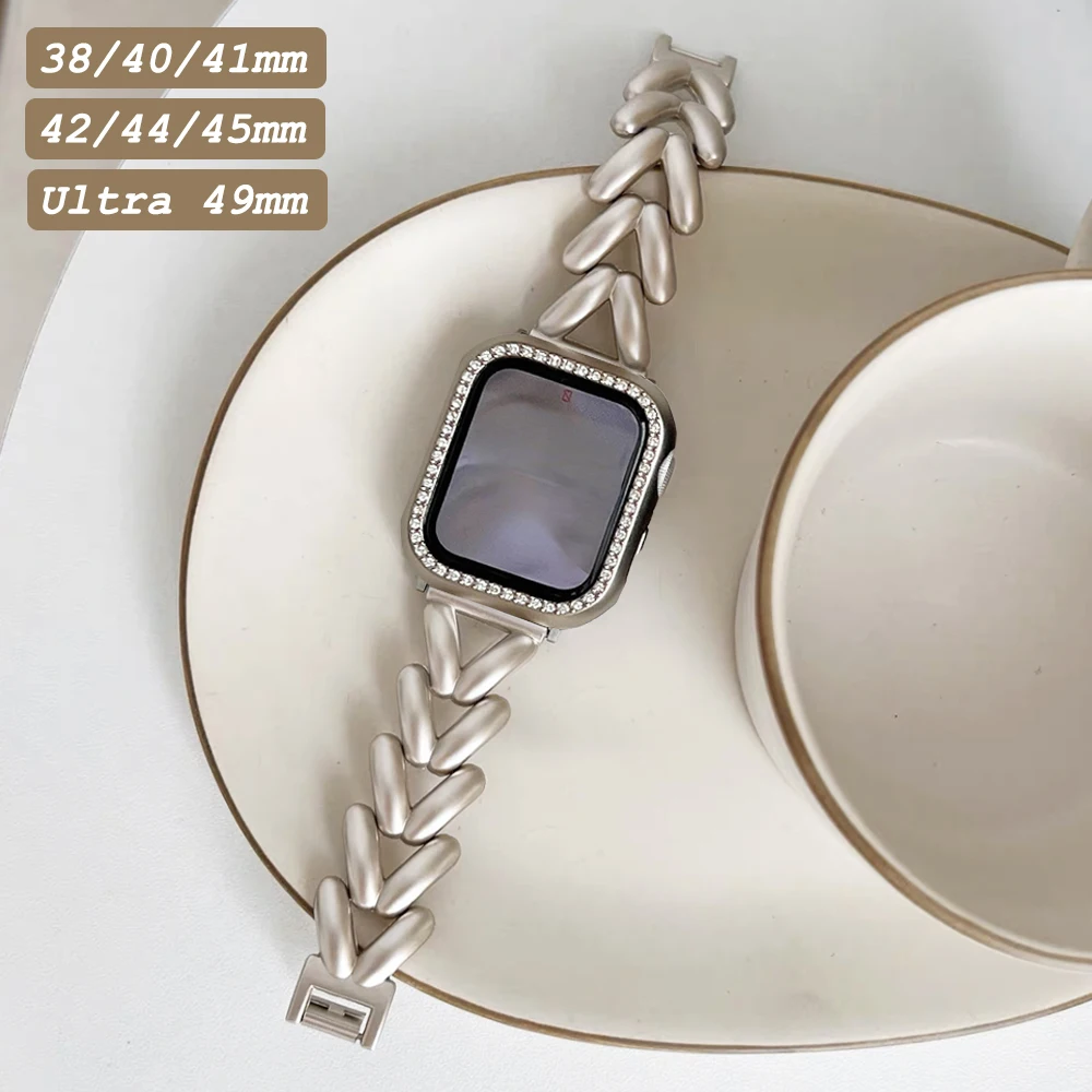 

Роскошный женский браслет для Apple Watch Ultra 49 мм, металлический ремешок 38 42 мм 40 мм 44 мм 41 мм 45, ремешок для iWatch Series 8 7 6 SE 5 4 3 2
