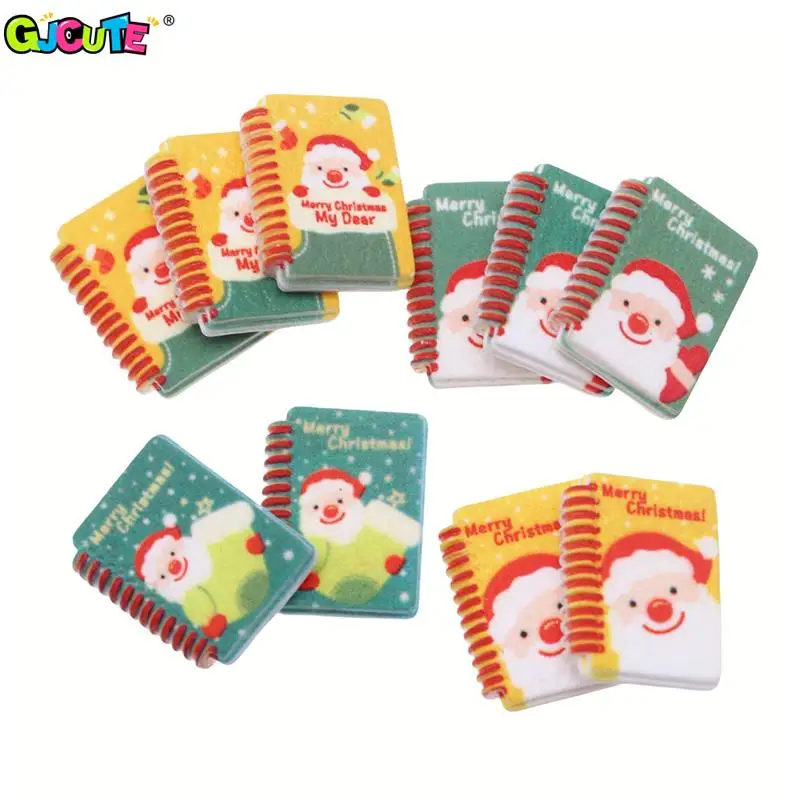 

4Pcs/lot Dollhouse Miniature Cartoon Christmas Notebook Mini Simulation Exercise Booklet Model Decoration Doll House Accessories